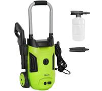 Outsunny 1800W Idropulitrice, 150 Bar di Pressione, 420 L/h di Flusso, Idropulitrice Elettrica Portatile con Ugello Regolabile, Tubo da 6M, Manico in Acciaio per Casa Patio Auto Vialetto, Verde