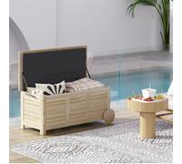 Outsunny 185L baule portaoggetti da esterno con coperchio aperto 2 ruote naturali