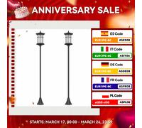 Outsunny 2 Lampioni solari da esterno con pannello solare 23,5X23,5X184 cm Nero