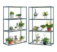 Outsunny 2-pack scaffale piante 4 ripiani 70x27x110cm esterno verde | Supporto per piante, fioriera, scaffale per fiori per balcone, giardino, serra.