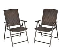 Outsunny 2 sedie in rattan per mobili da giardino in vimini pieghevoli con struttura in acciaio per cortile, piscina e giardino