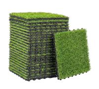 Outsunny 22 Pezzi Erba Sintetica Drenante, 30x30 cm, Verde