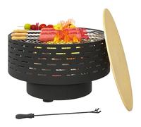 Outsunny 3-in-1 Focolare 23.8" x 15.4" Braciere Grigio carbone