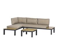 Outsunny 3 Pz Set da Giardino con 2 Divani a 2 Posti con Cuscini Imbottiti e 1 Tavolino da Caffè, Colore Grigio e Legno Naturale