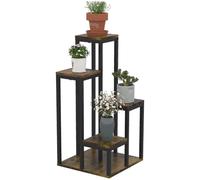 Outsunny Supporto per piante scaffale a fiori 4 ripiani diverse altezze struttura in acciaio - 40 x 40 x 81 cm nero