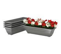Outsunny 5-Pezzi Vasi Fiori Plast. Impilab. 59x21x16cm Grigio | Set di vasi per fiori resistente agli agenti atmosferici per uso interno ed esterno.