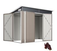 Outsunny 7.5x4.3ft Capanno metallico impermeabile prese d'aria grigio | Porta tripla con blocco, Guanti, Tetto spiovente, Ripostiglio per attrezzi e bici, Giardino Patio Cortile