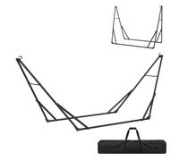 Outsunny 9.5ft Supporto Amaca Solo Portatile Pieghevole con Borsa Nero | Regolabile, telaio amaca in acciaio verniciato a polvere, capacità 264 libbre