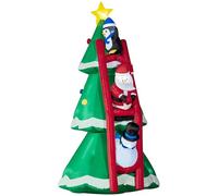 Outsunny Albero di Natale Gonfiabile 247cm con Babbo Natale e Luci LED, Decorazione Natalizia da Esterno e Interno con Gonfiatore Incluso