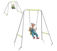 Outsunny Altalena a cavalletto, altalena per bambini 2 in 1, cintura di sicurezza a 5 punti, altalena per bambini per interni/esterni, facile da montare e riporre, verde