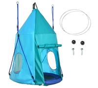 Outsunny Altalena da Giardino 2 in 1 per Bambini 3-8 Anni Ø100cm Blu