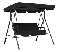 Outsunny Altalena da Giardino 3 Posti Tetto Inclinabile Cuscini per Seduta e Schienale Acciaio Nero Poliestere Nero