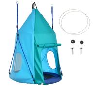 Outsunny Altalena da Giardino con Tenda per Bambini 3-8 Anni, Diametro 100cm, Corde Regolabili, Divertimento Assicurato, Blu Aosom