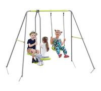 Outsunny Altalena da giardino per bambini con 1 altalena singola, 1 altalena a vela e altalena anti-UV per bambini con carico di 135 kg 255x160x180 cm Grigio e Verde