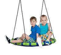 Outsunny Altalena da Giardino per Bambini da 3-8 Anni, Altalena a Nido Ø100cm con Corde Regolabili, Blu