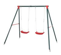 Outsunny Altalena Doppia in Metallo per Bambini 3+ Anni con Corda Regolabile