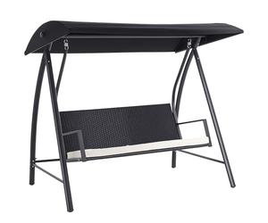 Outsunny altalena Hollywood 3 posti in polyrattan altalena da giardino con tettuccio parasole regolabile cuscino di seduta appeso panca caricabile fino a 360 kg altalena per giardino 198x124x179cm