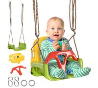 Outsunny Altalena per Bambini 9-36 Mesi con Corda Regolabile e Cintura Verde