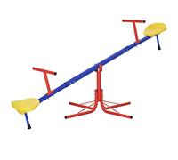 Outsunny Altalena per Bambini Doppia a Bilico Girevole a 360° in Metallo e PP, Età 3-8 Anni, 182x77x63cm Multicolore