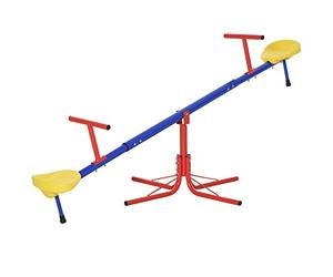 Outsunny Altalena per Bambini Doppia a Bilico Girevole a 360° in Metallo e PP, Età 3-8 Anni, 182x77x63cm Multicolore