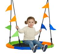 Outsunny Altalena Rotonda a Nido per Bambini di +3 Anni per Giardino, Esterni, Interni, Cameretta, Multicolor Φ100x120-180Acm Aosom