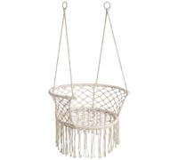 Outsunny Amaca a Dondolo 2 Posti da Giardino 80x60x36cm Bianco Crema | Poliestere e Macramè, per Interni ed Esterni