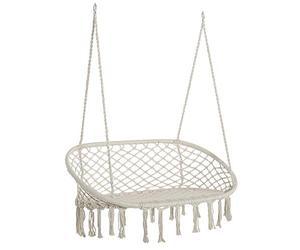 Outsunny Amaca a Dondolo da Giardino e Casa a 2 Posti, Telaio Metallo e Seduta Cotone 130x75x35cm, Bianco Crema