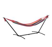 Outsunny Amaca da Giardino Sospesa 310x117 cm con Altezza Regolabile e Supporto, Capacità 120 kg, Amaca Autoportante con Borsa di Trasporto, per Campeggio, Giardino, Balcone, Patio, Rosso e Arancione
