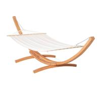 Outsunny Amaca con Supporto in Legno di Pioppo e Cotone per Giardino Bianca