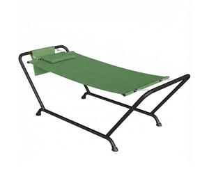 Outsunny Amaca da Esterno con Supporto Autoportante in Metallo, Amaca con Tasca Laterale e Poggiatesta, Portata 150 kg, per Giardino Balcone Veranda, 237x90x92 cm, Verde Scuro