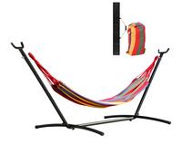 Outsunny Amaca da Giardino Autoportante con Struttura in Acciaio e Cotone Multicolor, Custodia Inclusa Aosom