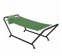 Outsunny Amaca da Giardino con Supporto, Tasca Laterale Poggiatesta Verde Scuro
