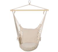 Outsunny Poltrona Sospesa da giardino in Coeda, Sedia a Dondolo Sospesa in Stile Shabby Chic, Amaca per Interni ed Esterni, Bianca 120L x 90Pcm