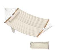 Outsunny Amaca da Giardino Sospesa 325x140 cm, Capacità 200 kg, Amaca Campeggio con Cuscino Extra-Lungo, Tessuto Imbottito, Tasca, per Campeggio, Giardino, Balcone, Patio e Spiaggia, Crema