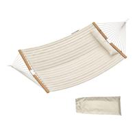 Outsunny Amaca da Giardino Sospesa 325x140 cm, Capacità 200 kg, Amaca Campeggio con Cuscino Extra-Lungo, Tessuto Imbottito, Tasca, per Campeggio, Giardino, Balcone, Patio e Spiaggia, Crema