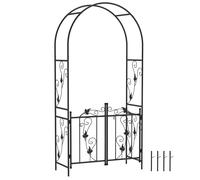 Outsunny Arco da Giardino con Cancello a Traliccio per Rampicanti 2.2x1 m Nero