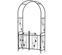 Outsunny Arco da Giardino per Rampicanti con Cancello in Metallo 2.2x1 m Nero