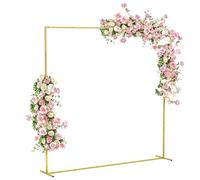 Outsunny Arco da giardino per rose in metallo, 200x200 cm, arco quadrato per matrimoni con picchetti a forma di U, resistente alle intemperie, per piante rampicanti, per decorazioni di terrazze e