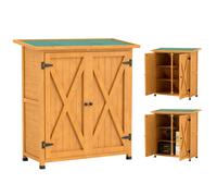 Outsunny Armadietto da Giardino con 2 Porte, Capanno degli Attrezzi in Legno, Resistente alle Intemperie, 110x55x117 cm, Giallo Aosom Italy