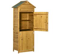 Outsunny Armadio attrezzi, capanno da giardino, 2 ripiani, 2 porte, impermeabile, legno naturale, 79 x 49 x 190cm Aosom Italy