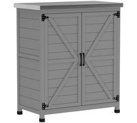 Outsunny Armadio da Esterno con Ripiano e Banco da Lavoro in Legno e Acciaio, 79x43x92 cm, Grigio Aosom Italy