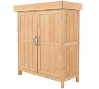 Outsunny Casetta in Legno da Giardino con 2 Ante, Armadio da Esterno Porta Attrezzi da Giardino con Tetto Apribile, 74×43×88cm Aosom