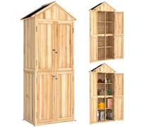Outsunny Armadio da Esterno in Legno con 4 Ante e Tetto Impermeabile