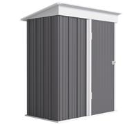 Outsunny Casetta da Giardino con Base in Acciaio e 2 Ripiani Regolabili, Capanno da Giardino Porta Attrezzi con Tetto e Porta Bloccabile, 161x95x163/181cm, Grigio