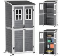 Outsunny Armadio giardino porta bloccabile 91x69x192cm Grigio chiaro