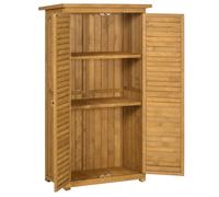 Outsunny Casetta da Giardino in Legno con Tetto Impermeabile, Armadio da Esterno Porta Attrezzi da Giardino con 3 Mensole, 87x46.5x160cm