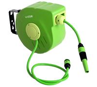 Outsunny Avvolgitubo a Parete Bloccabile e Retraibile in Plastica con Rotazione 180°, 35.5x11.5x27.5 cm, Verde Aosom Italy