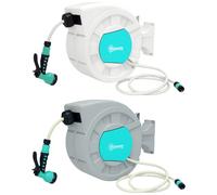 Outsunny Avvolgitubo Automatico a Parete e Portatile 25+2 m con Blocco e 7 Getti