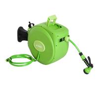 Outsunny Avvolgitubo da Giardino Retrattile con Tubo 20 m da Parete Verde | Rullo Avvolgitubo Parete Girevole 180°, Automatico, Tubo Giardino, Irrigazione, Plastica, Avvolgitore Acqua