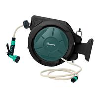 Outsunny Avvolgitubo da Giardino, Tubo da 30+2m, Rotazione 180°, Nero